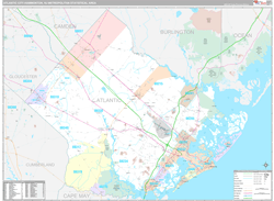 Atlantic City-Hammonton Metro Area Wall Map Premium Style 2024